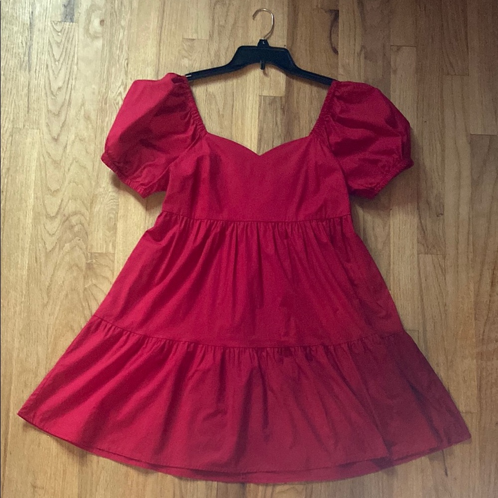 Red Women’s Medium Puff-Sleeve Mini Dress